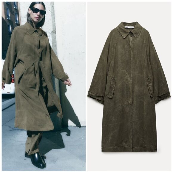 Zara Jackets & Blazers - ZARA ZW COLLECTION WASHED LYOCELL TRENCH